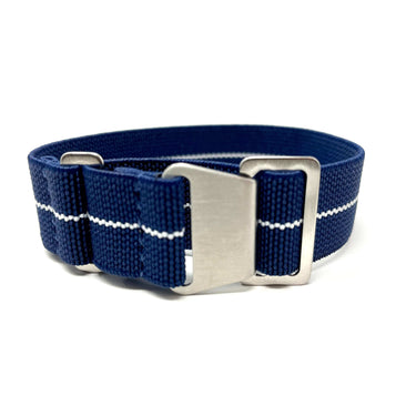 Marine Nationale Military Style Elastic Strap - Navy Blue & White